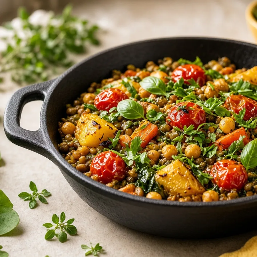 Vegetarisk ret med grøntsager